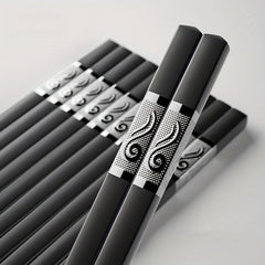 5 Pairs Alloy Chopsticks Reusable High-End Chinese Food Tableware