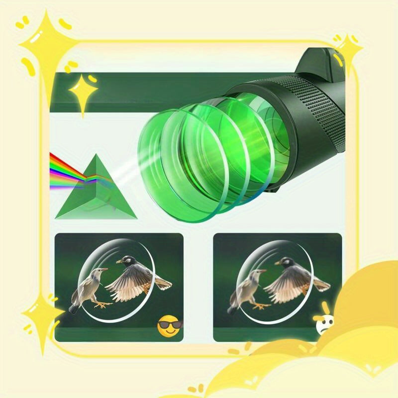 Compact 10x42 HD Telescope Binoculars for Adults Wide Angle Green Optics