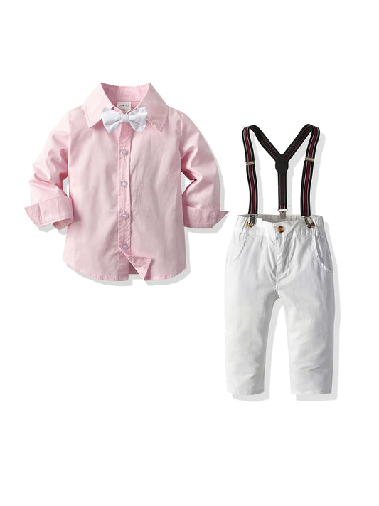 Boys Long Sleeve Top & Suspender Pants Outfit