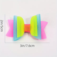 2pcs Girls Block Swim Pool Waterproof Hair Bows Clips Hairpin Headwear