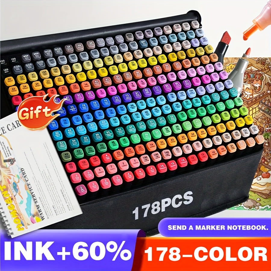 Non Toxic Double-Tip Art Pens, 128 Colors with Case