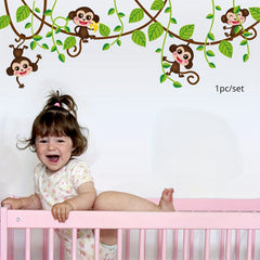 Monkey Climbing Trees Waterproof Door Paste PVC Cartoon Wall Stickers