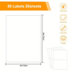 50 Removable Storage Bin Labels 15.24 x 10.16 cm Matte Blank Box Labels