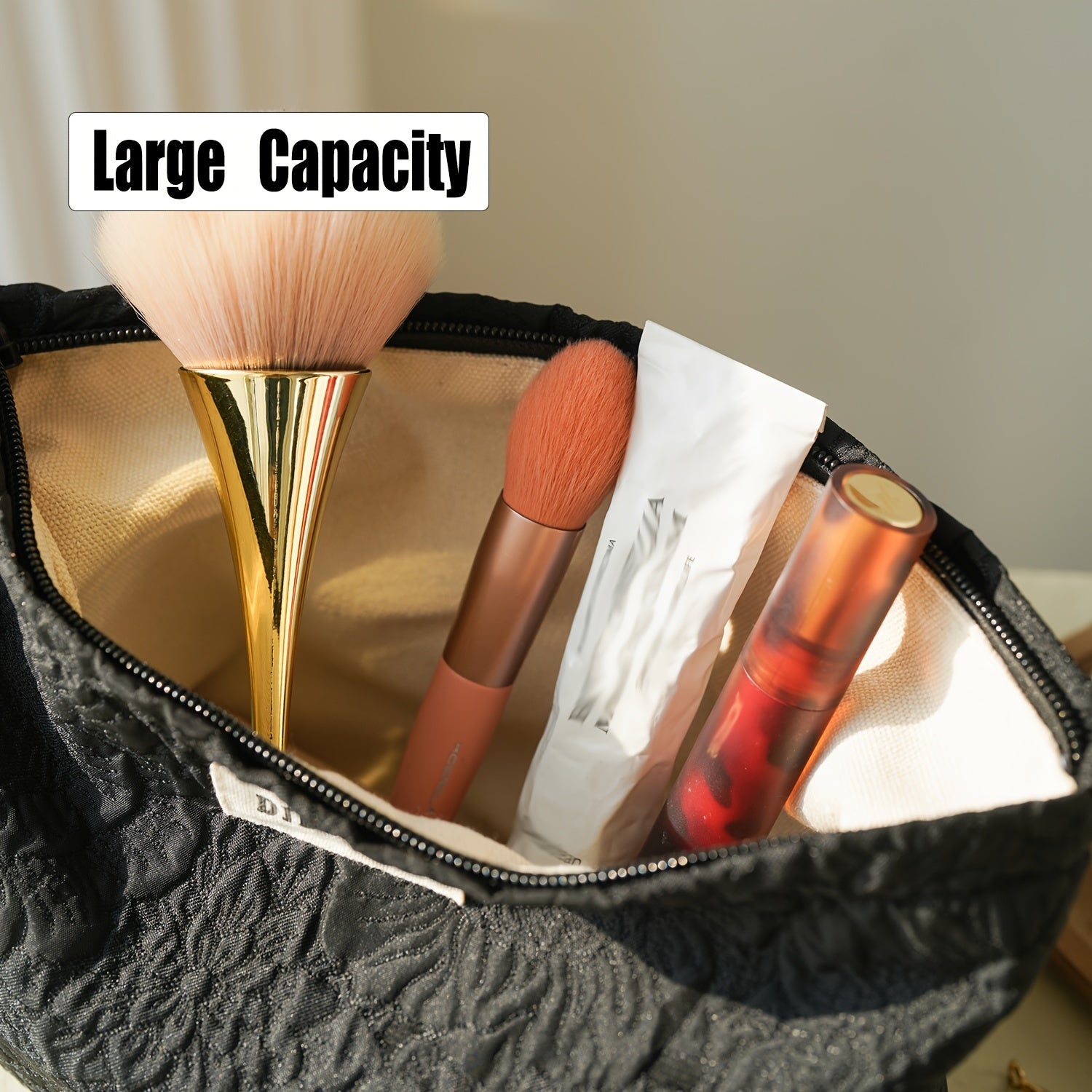 Women's Rose Jacquard Toiletry Bag Cosmetic Makeup Storage