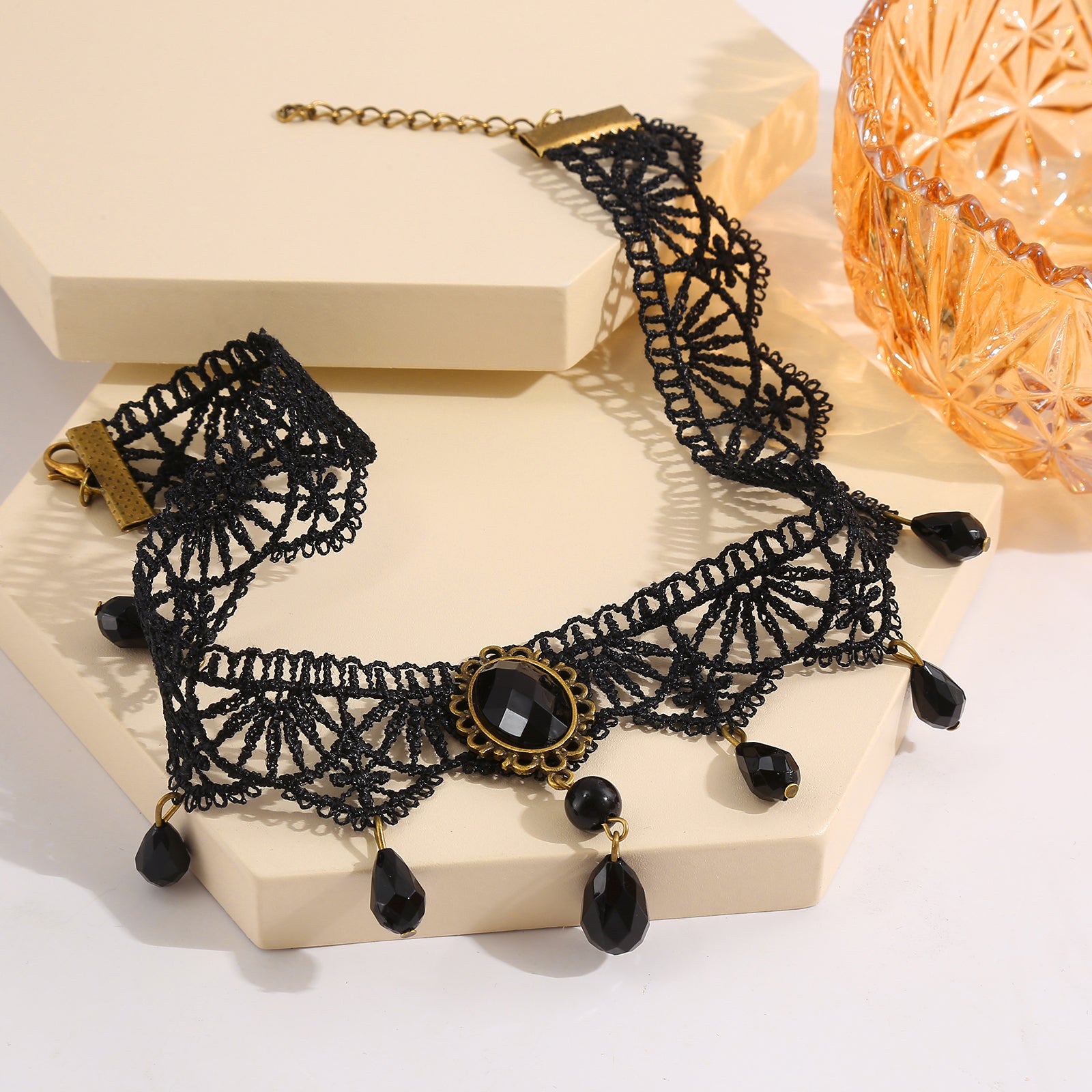 Crystal Tassel Lace Necklace