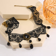 Crystal Tassel Lace Necklace