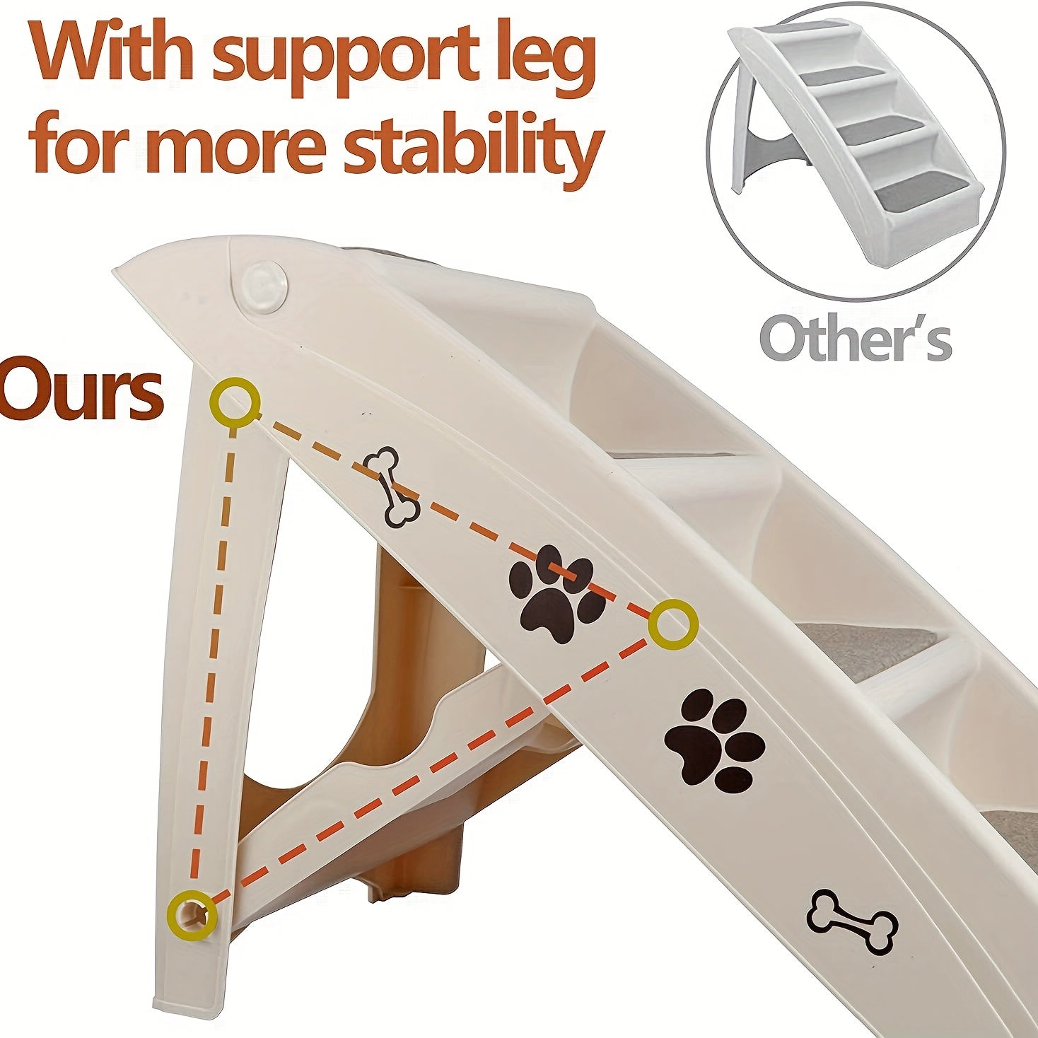 Durable Folding Pet Stairs Safe Indoor Outdoor Ramp with 4 Steps