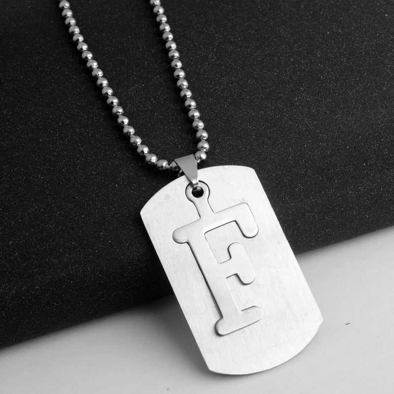 Men's Letter Pendant Necklace Stainless Steel Punk Chain A N