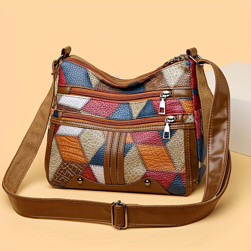 Geometric Pattern Crossbody Bag Lightweight Adjustable Strap