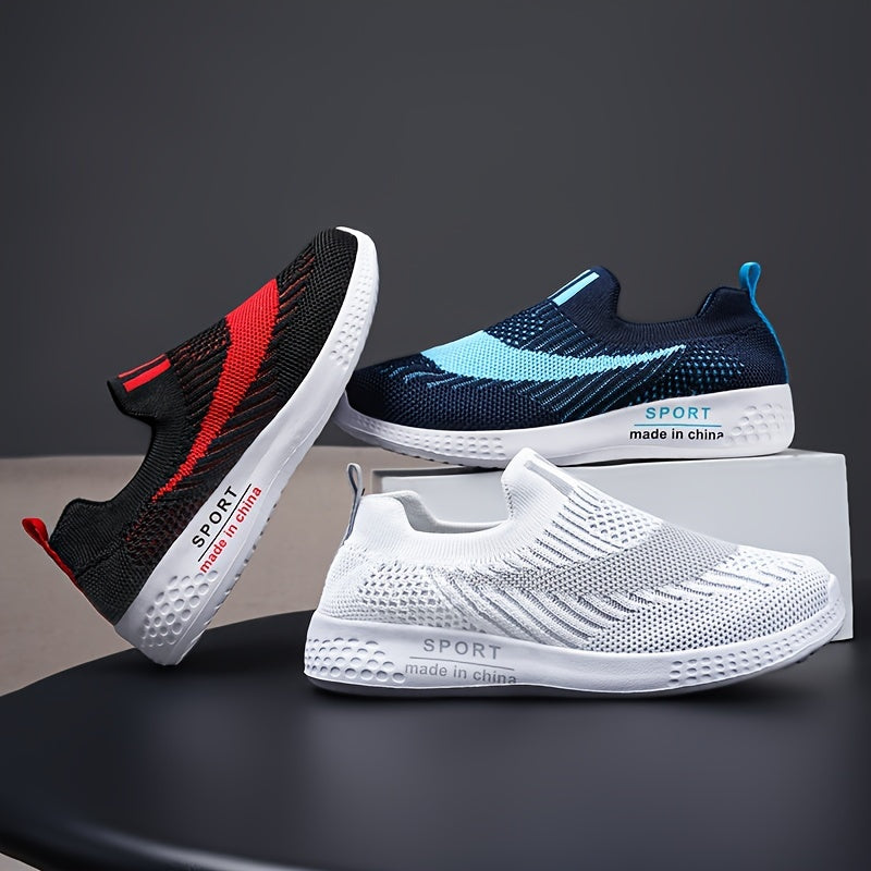 Boys' Woven Knit Slip On Sock Shoes Comfy Non Slip Sneakers