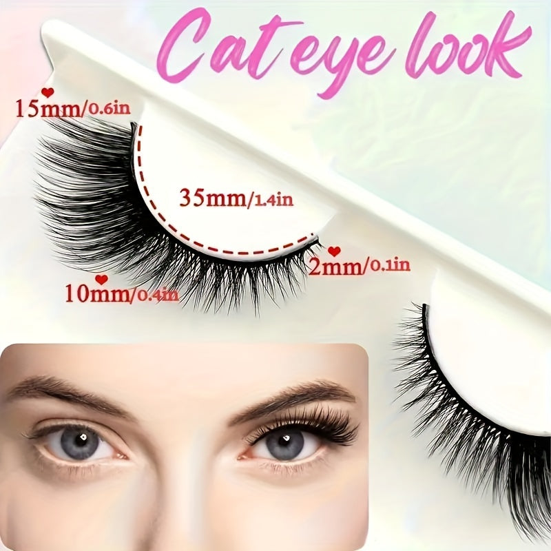 5 Pairs Cat Eye False Eyelashes Winged Natural Look Fluffy Makeup