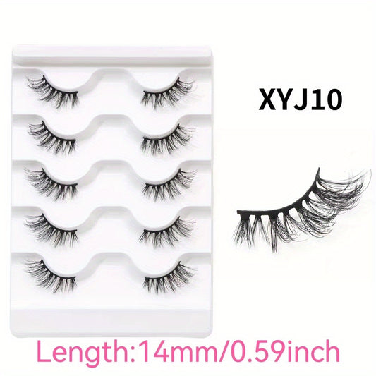 5 pairs of European & American half eye false lashes 3D thick curl