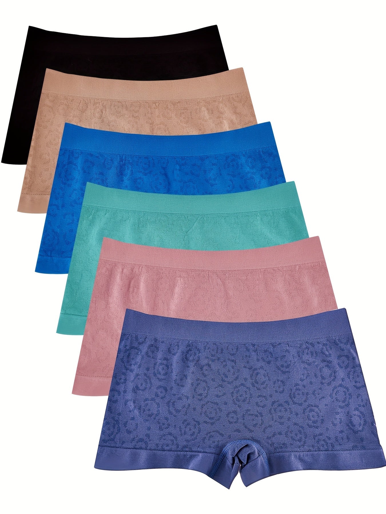 6pcs Jacquard Boyshort Panties Soft & Comfortable Seamless Panties