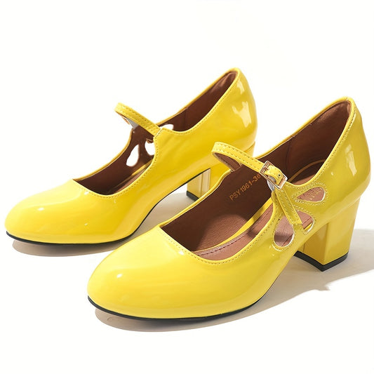 Women's Block Heeled Shoes Comfortable Closed Toe Buckle Strap Heels