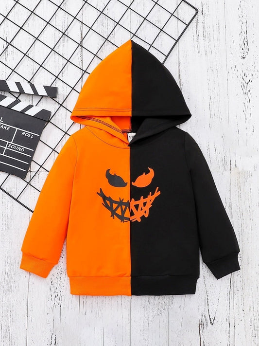 Boys' Halloween Patchwork Hoodie Sweatshirt