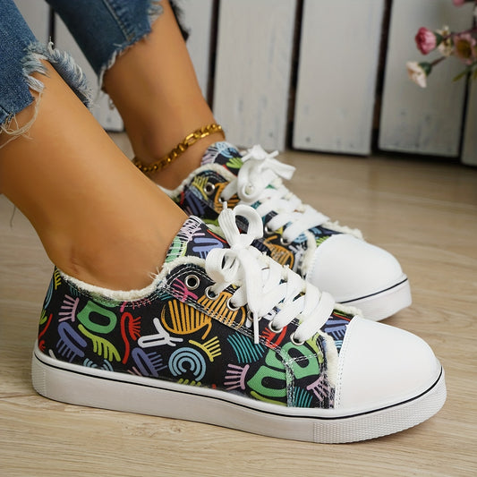 Women's Graffiti Print Sneakers Lightweight Canvas Shoes