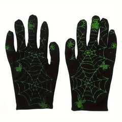 EXCEED Halloween Spider Web Patterned Gloves Unisex Full Finger Party Style Glov