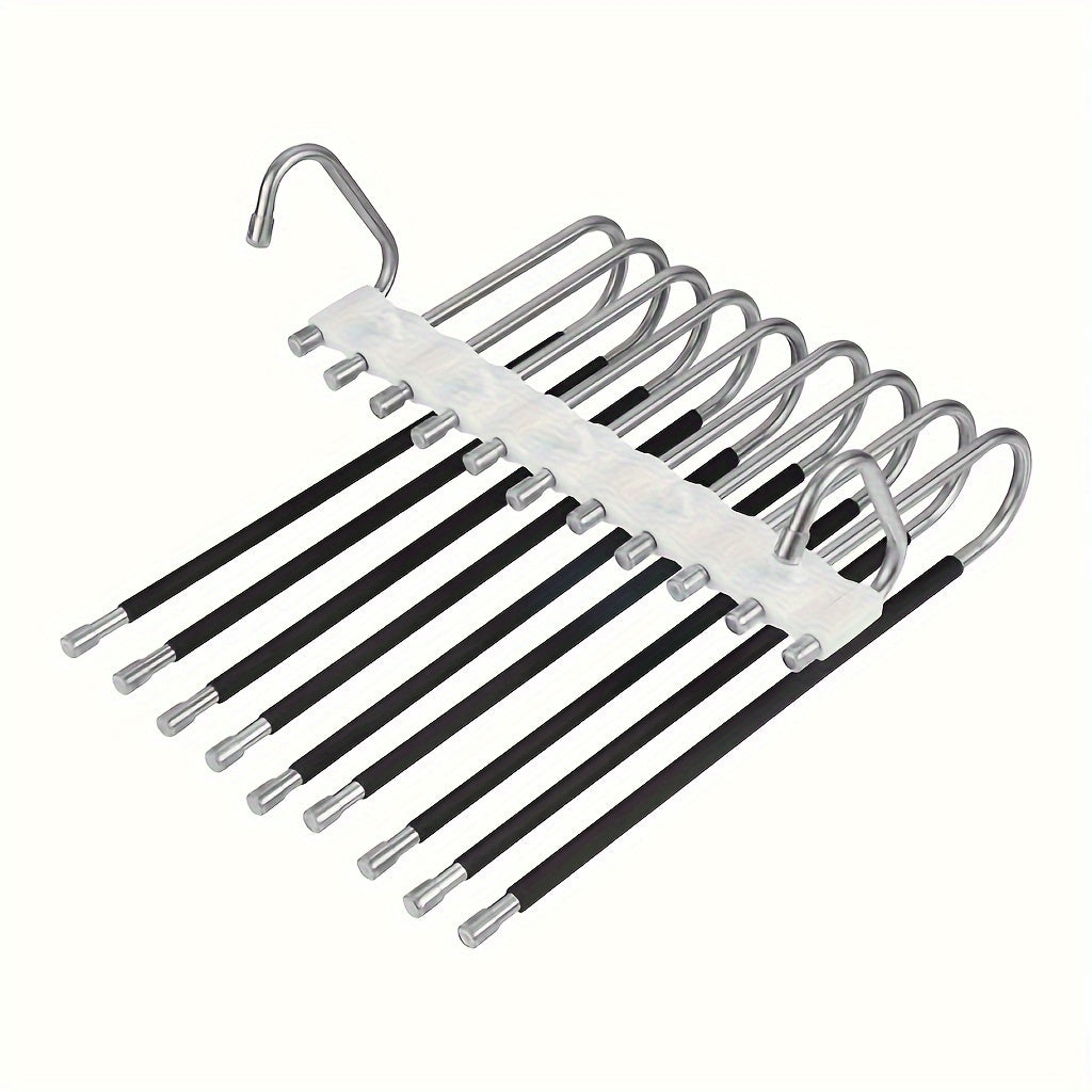 9 Layers Pants Hangers Space Saving Stainless Steel Rack S Type Closet Organizer