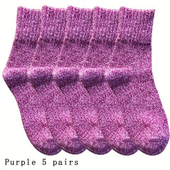 5 Pairs Thick Knit Socks Warm Mid Tube Stockings