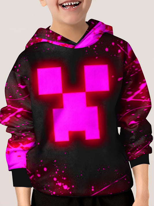 Cartoon Face 3D Print Kid's Hoodie Unisex Pullover