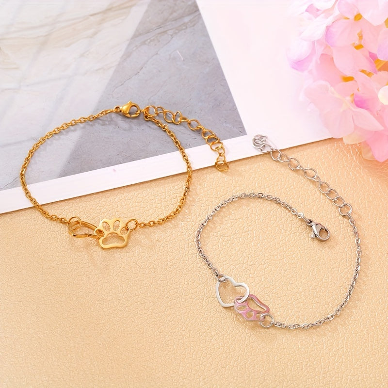 Women's Heart Cat Claw Print Bracelet