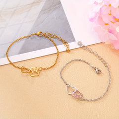 Women's Heart Cat Claw Print Bracelet