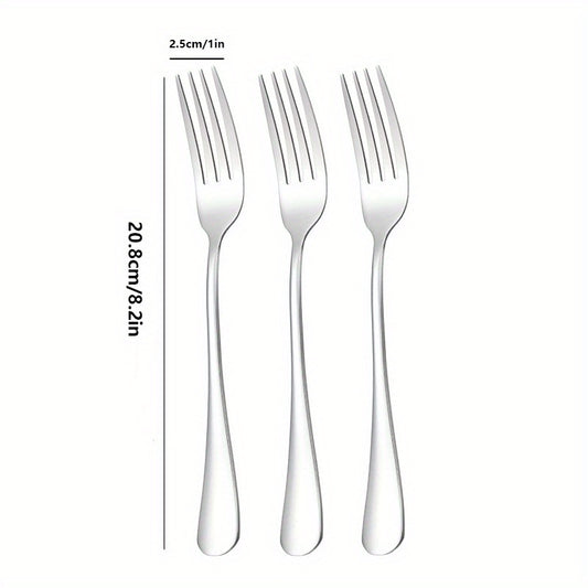6pcs Stainless Steel Dinner Salad Dessert Forks Mirror Polished