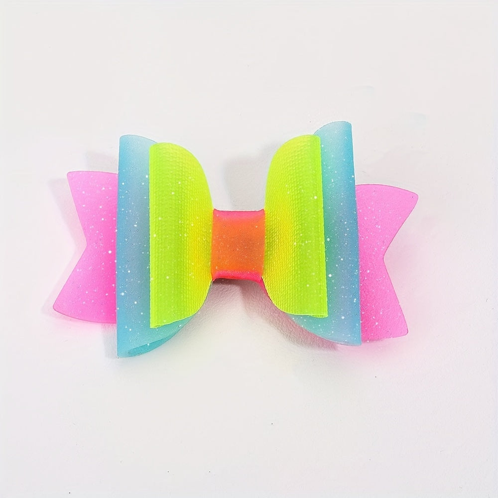 2pcs Girls Block Swim Pool Waterproof Hair Bows Clips Hairpin Headwear