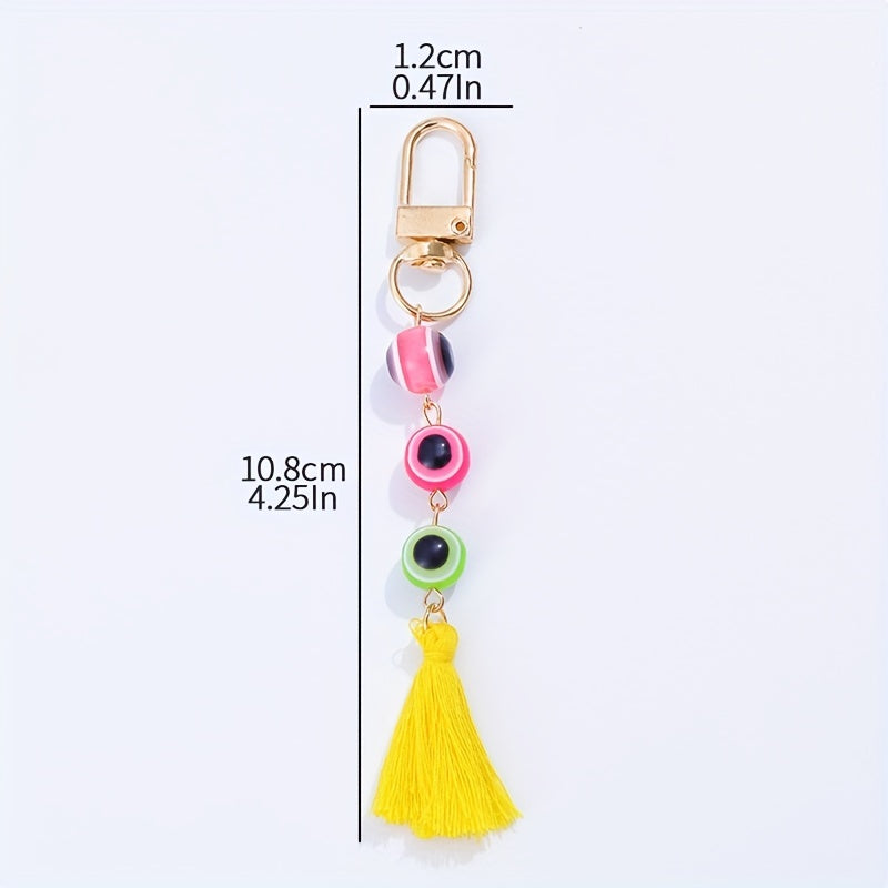 Evil Eye Keychain Amulet Good Luck Block Key Ring Purse Bag Backpack Car Accesso