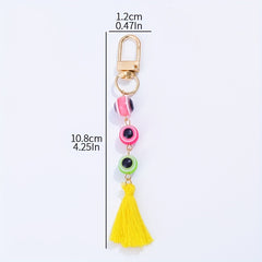 Evil Eye Keychain Amulet Good Luck Block Key Ring Purse Bag Backpack Car Accesso