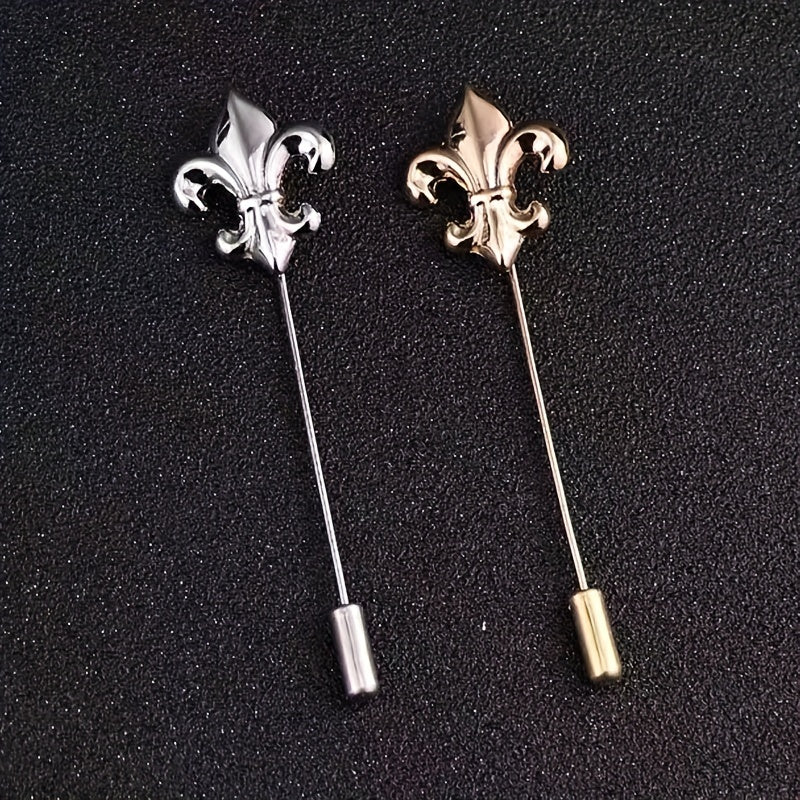 Vintage Military Style Flower Brooch Long Pin for Men