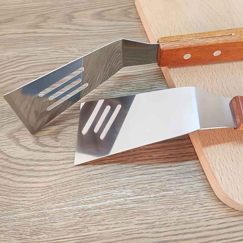 Small Stainless Steel Spatula with Wooden Handle