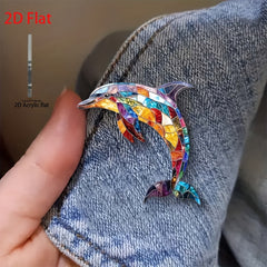Vibrant Acrylic Dolphin Pin - Perfect Gift for Mom!