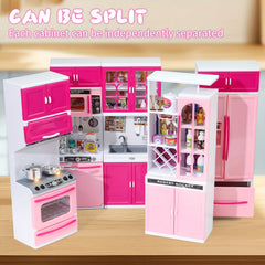MQUDUO Pink Kitchen Set Pretend Play Toys for Christmas Halloween Thanksgiving E