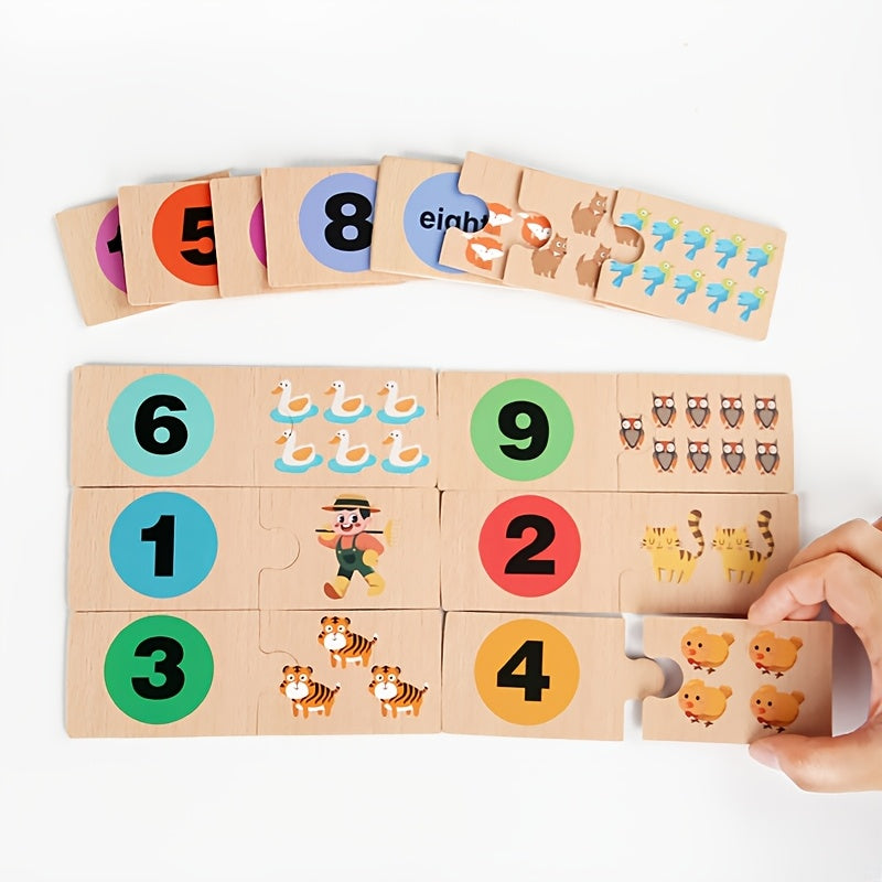 Wooden Animal Counting Puzzle Toy for Kids Educational Game