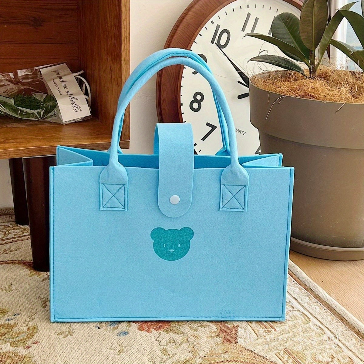 Bear Felt Bag Large Capacity Tote Bag for Mom's Commute & Shopping