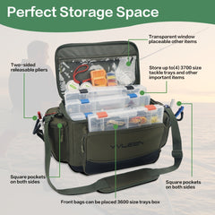 YVLEEN Large Fishing Tackle Storage Bag for 3600 3700 Tackle Box