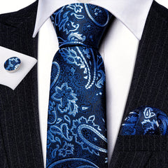 Barry Wang Paisley Jacquard Men's Tie Cufflinks Set