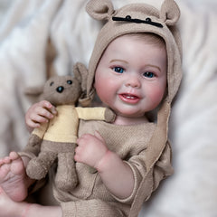 Adorable Vinyl Boy Doll with Painted Hair Teeth Waterproof Realistic Reborn Doll