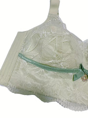 Lace Push Up Bra with Bow Tie - Women's Lingerie