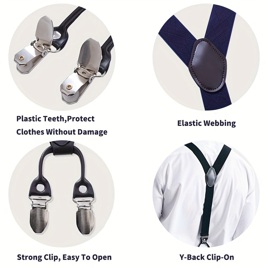 Men's High Elastic Y Back Clip on Suspenders