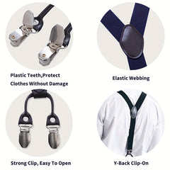 Men's High Elastic Y Back Clip on Suspenders