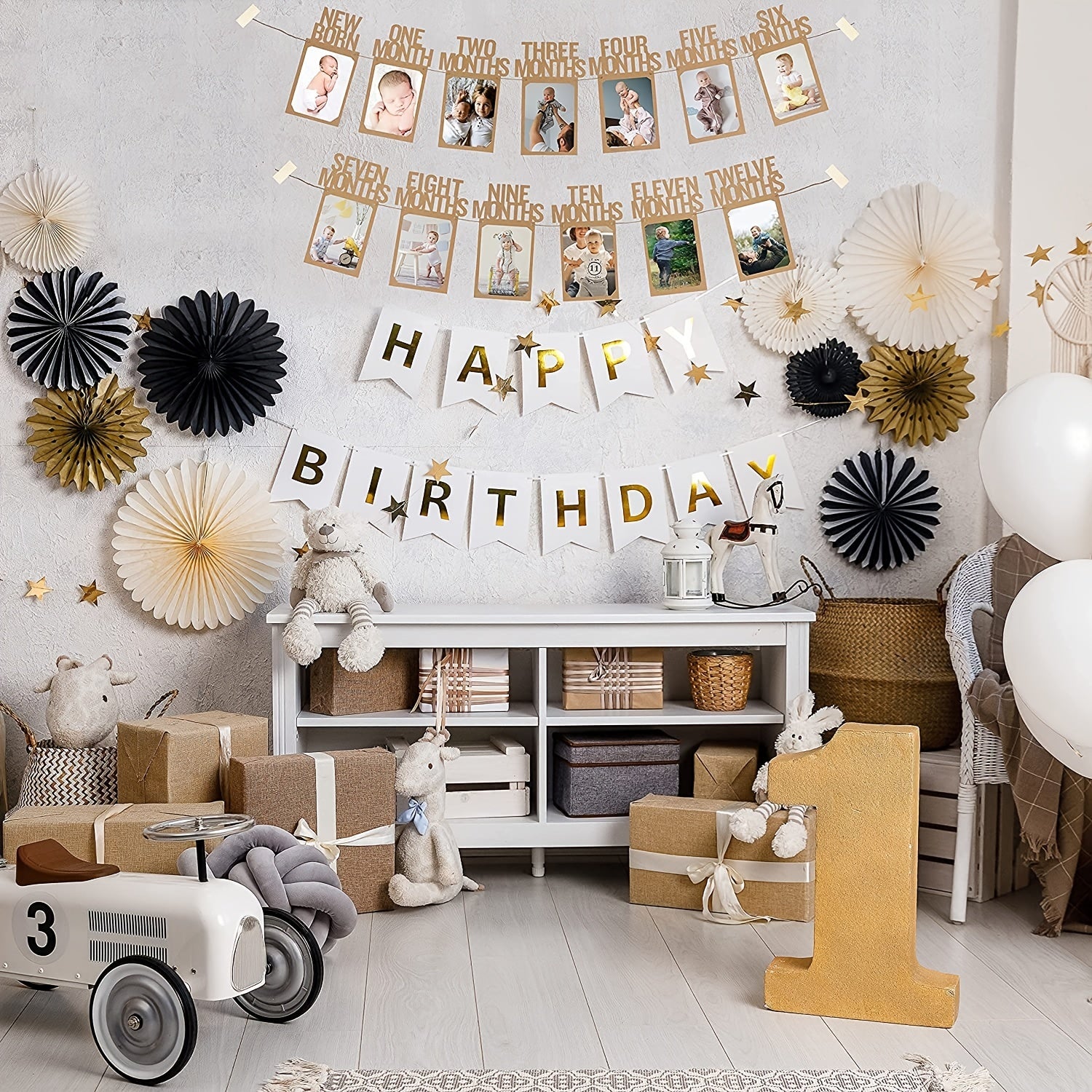 1st Birthday Photo Banner: Monthly Milestone Celebration