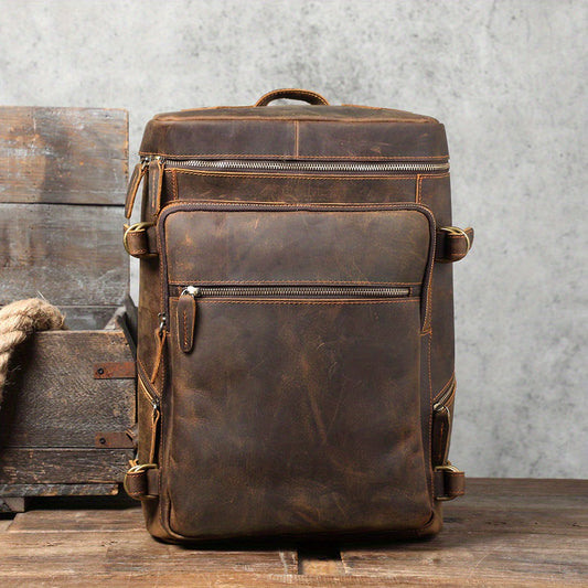 Vintage Leather Backpack Laptop Bag School Bag