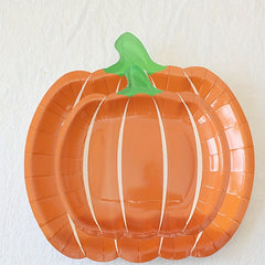 25pcs Pumpkin Paper Plate Halloween Orange Decor