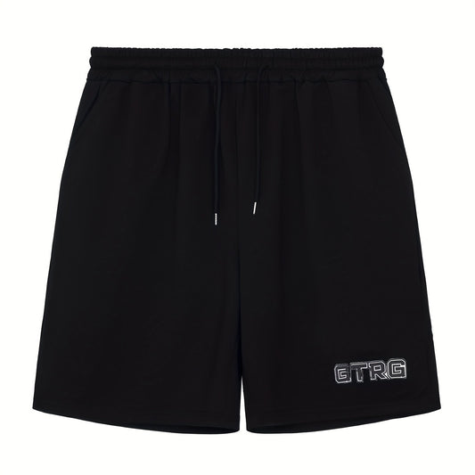 Classic Letter Print Men's Shorts - Summer Outdoor Drawstring Shorts
