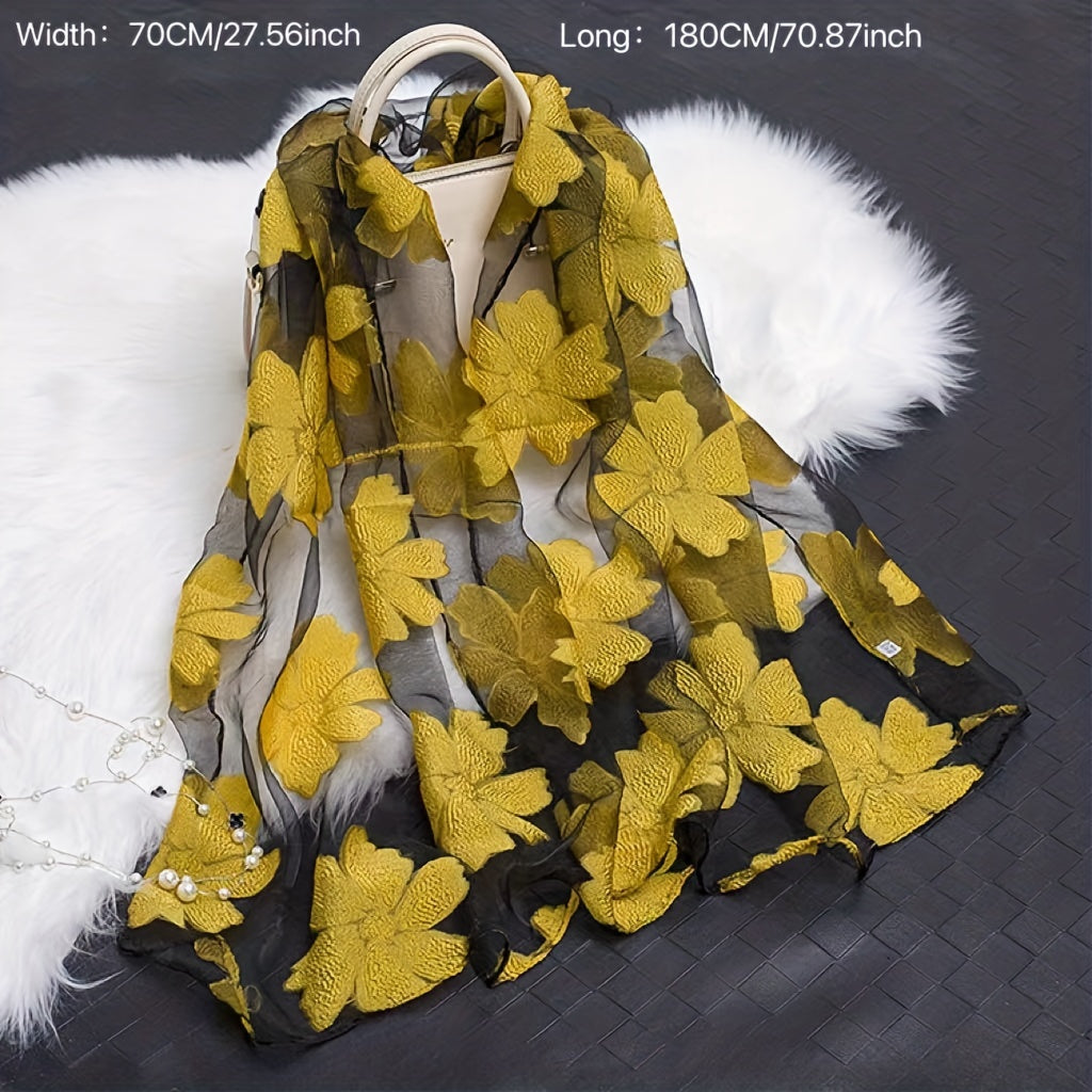 Flower Lace Stitching Shawl Soft Breathable Scarf Light Thin