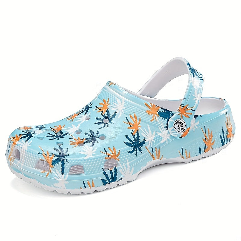 Women's Coconut Leaves Pattern Clogs Slip On Beach Shoes