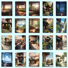 54pcs Landscape Illustration Stickers Pack for Laptop Luggage Bottle
