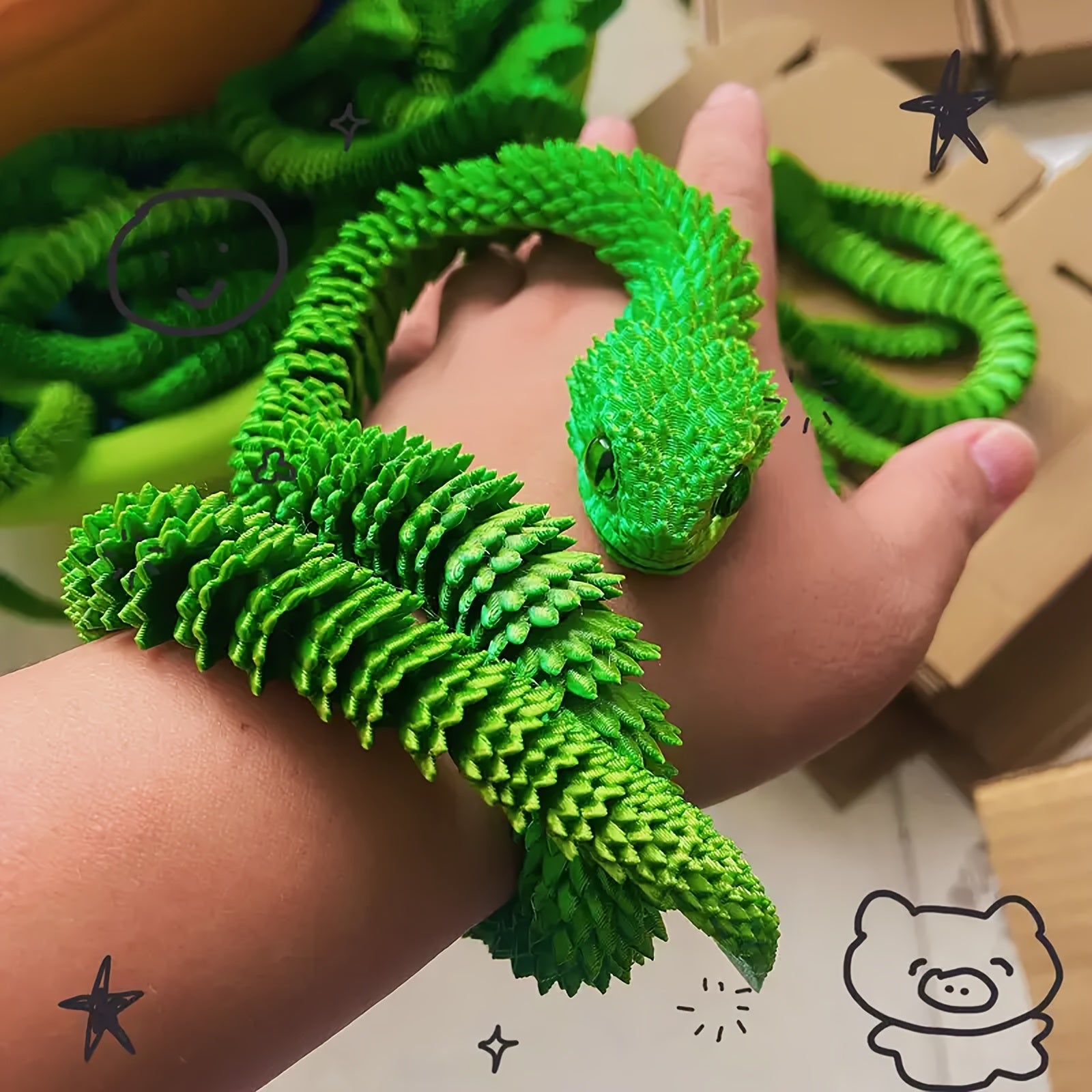 Customizable 3D Printed Snake Shaped Sculpture Desk Decor